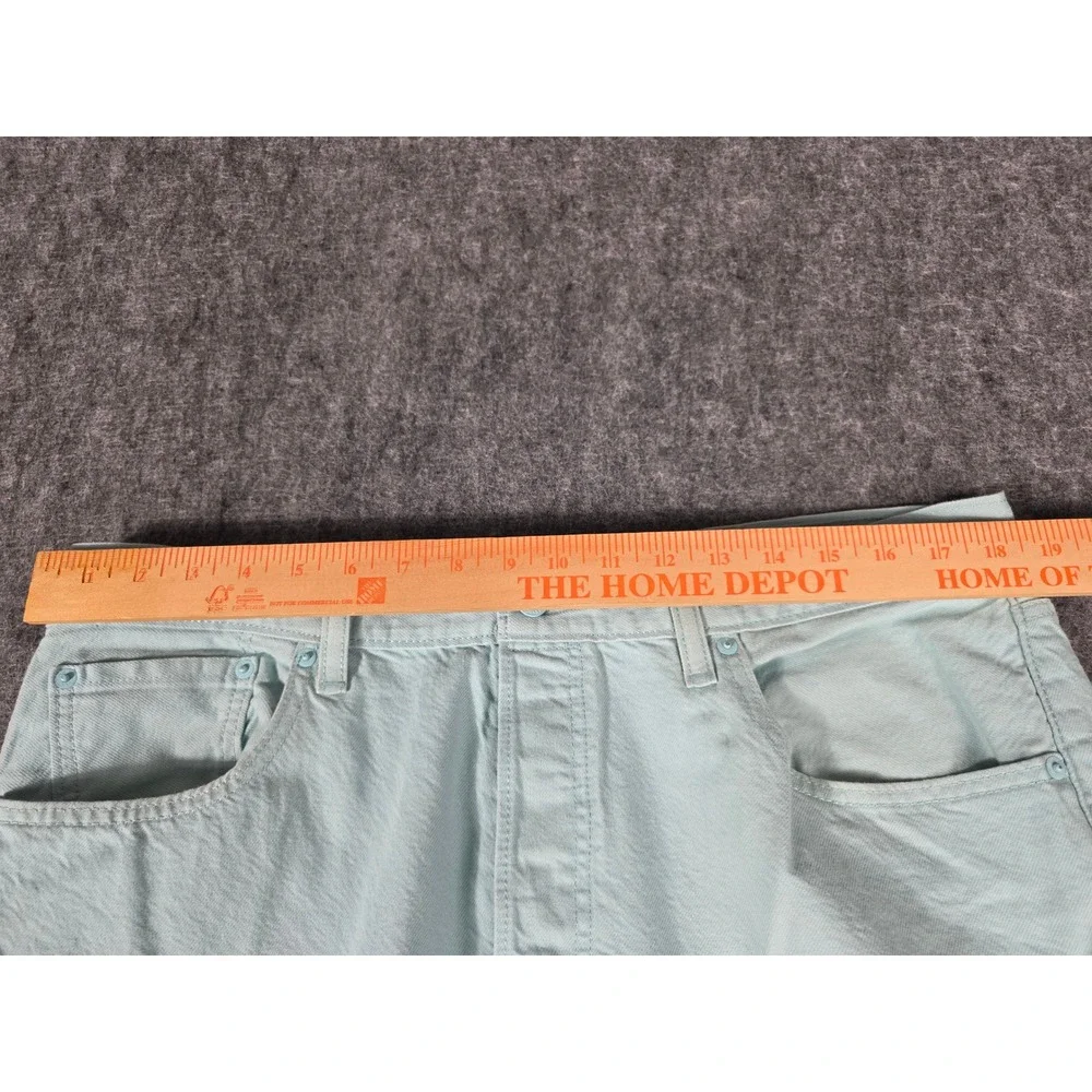 Levis 501 Original Fit Jeans 40x30 Light Mint Ice Blue Pastel Button Fly